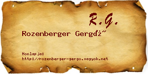 Rozenberger Gergő névjegykártya